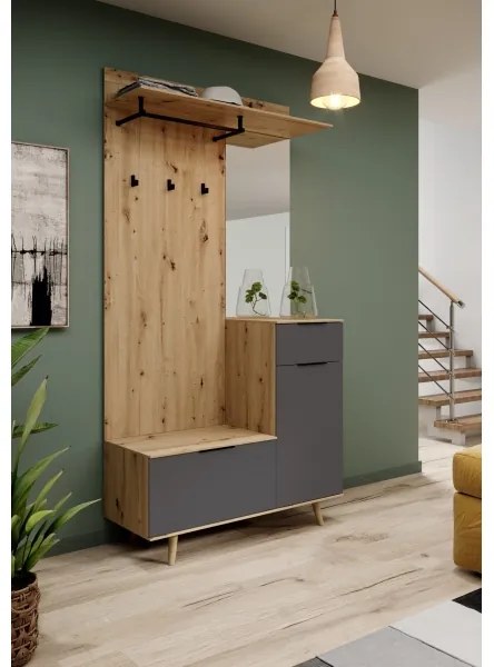 Predsieňová stena so zrkadlom SVEN hnedá/grafit