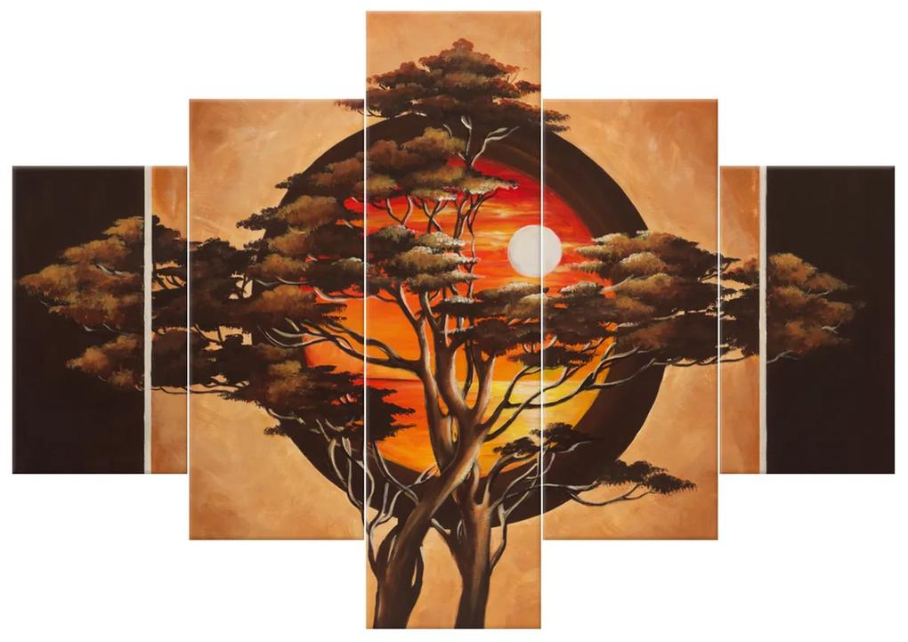Gario Ručne maľovaný obraz Sférický strom - 5 dielny Rozmery: 150 x 105 cm