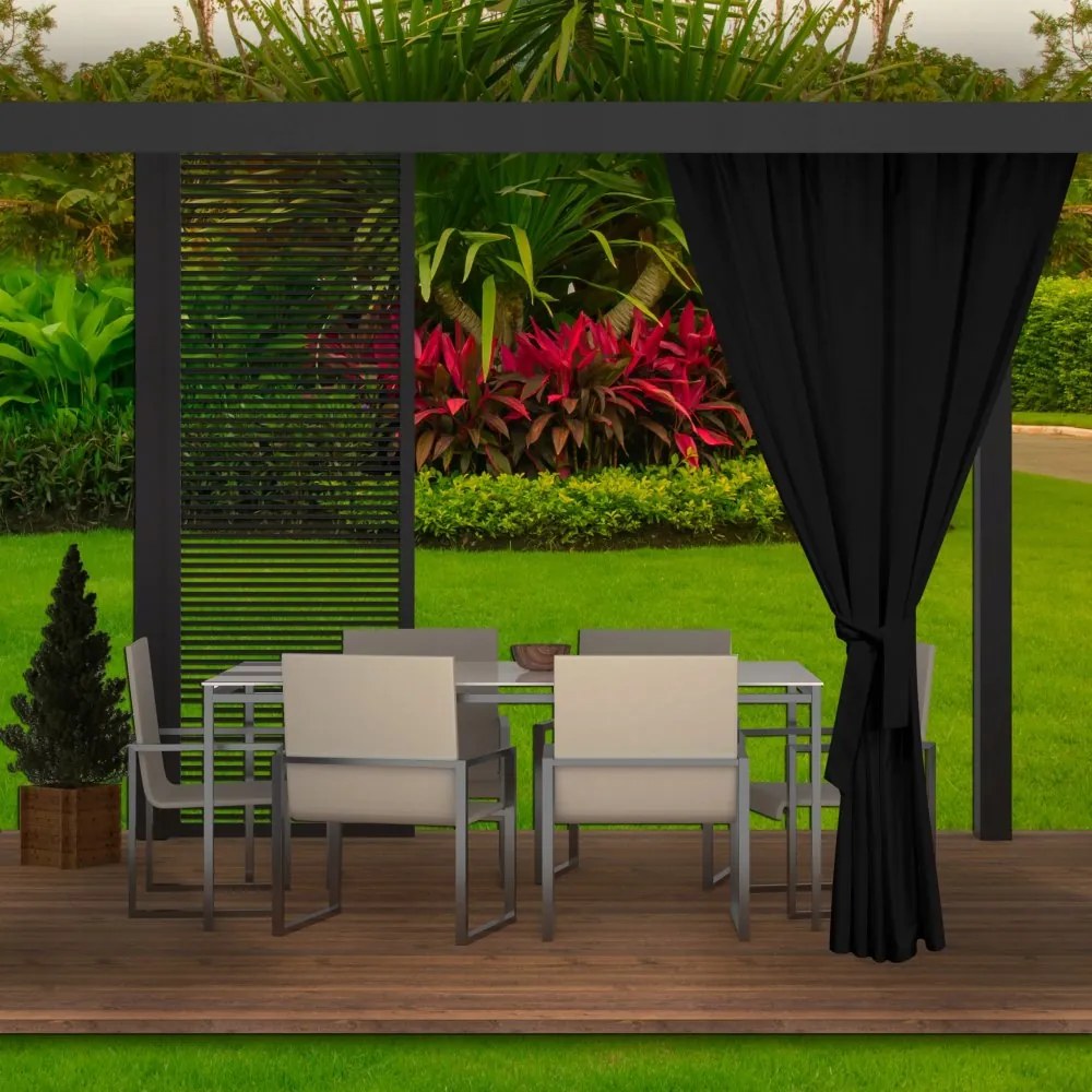 Moderné extérierové čierne závesy na záhradnú terasu 155 x 240 cm