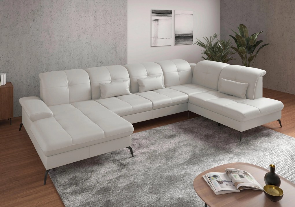 XXXLutz SEDACIA SÚPRAVA, textil, koža, biela Sit & More - Sedačky - 00014401175H