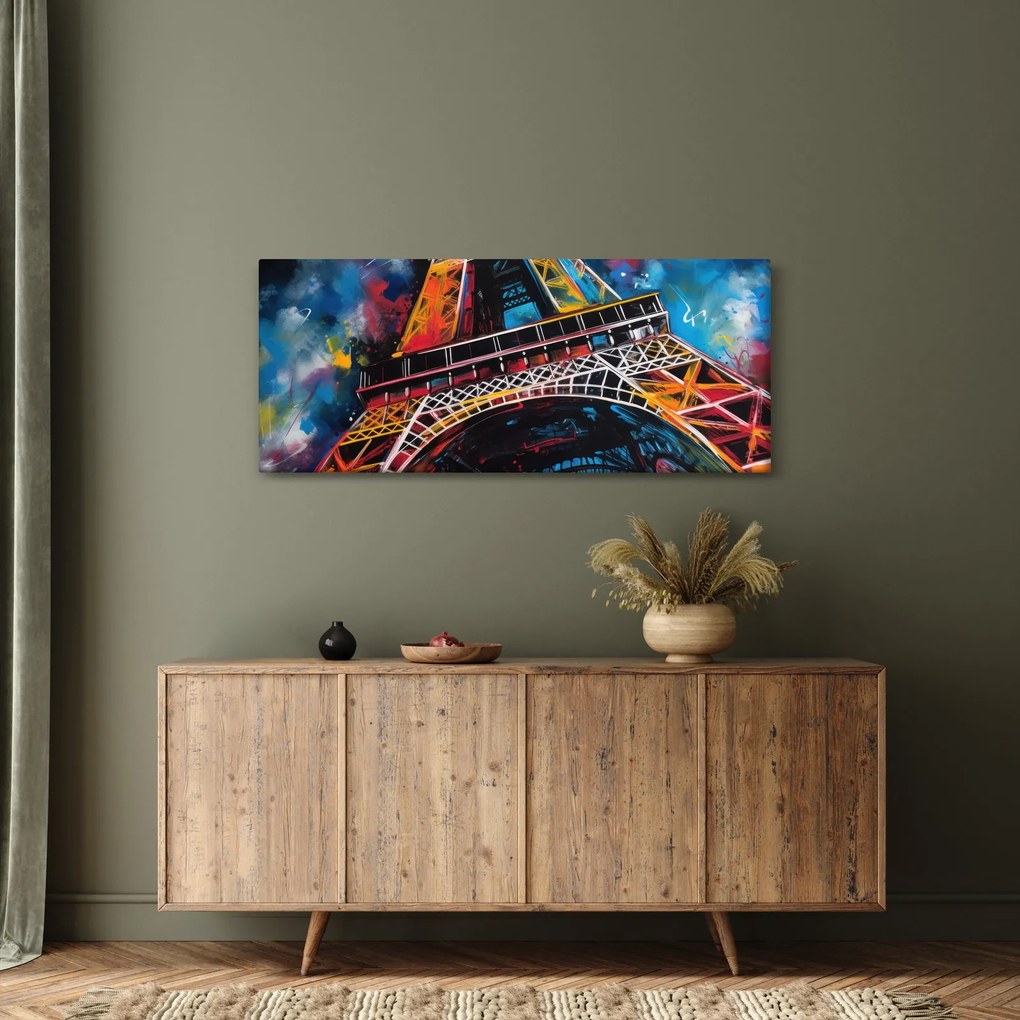Obraz - Maľba Eiffelovej veže II. (120x50 cm)