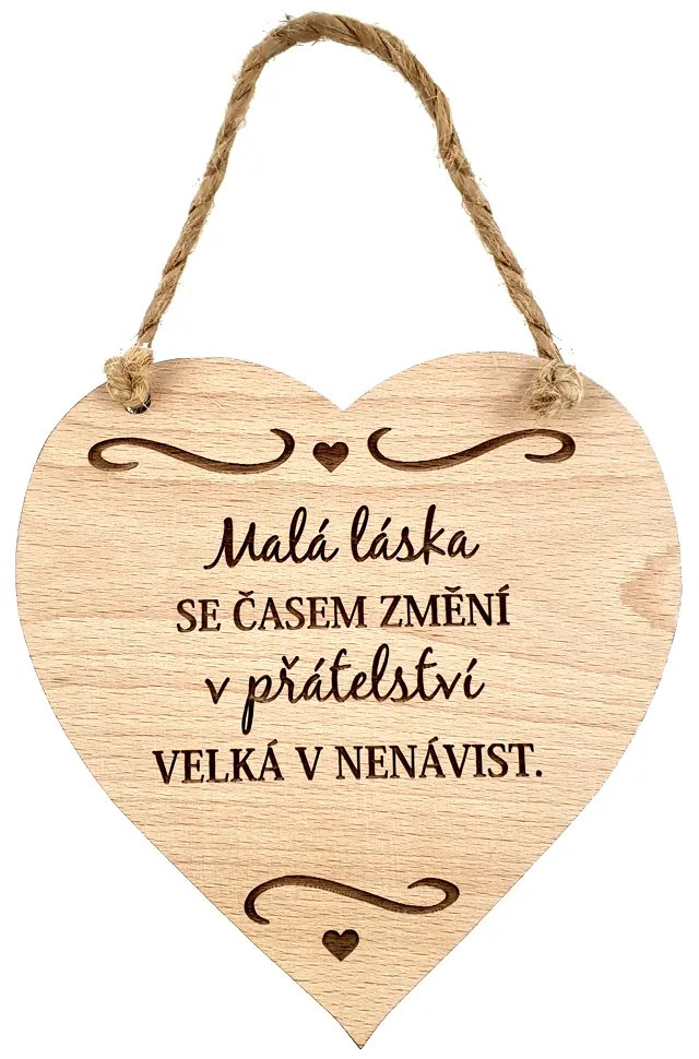 AMADEA Drevené srdce s textom Malá láska sa časom...., masívne drevo, 16 x 15 cm