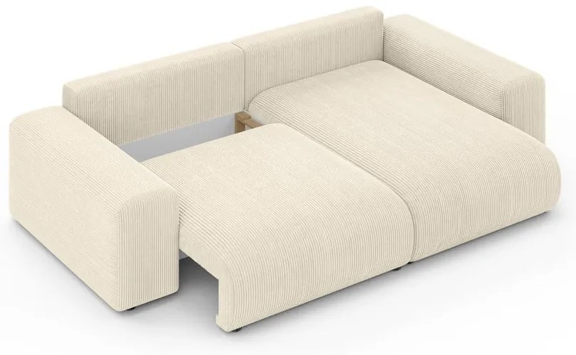 Krémová menčestrová rozkladacia rohová pohovka s úložným priestorom (variabilný roh) Luma – Ropez