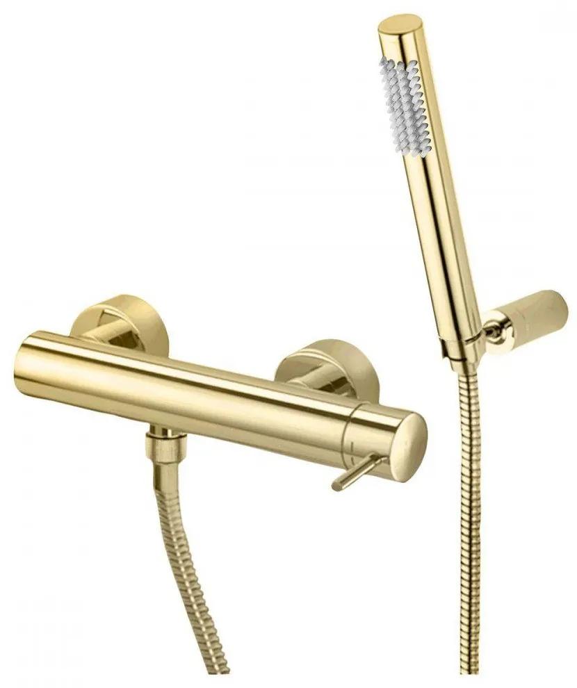 PAFFONI Light páková sprchová batéria nástenná, so sprchovým príslušenstvom, zlatá, LIG168DHG