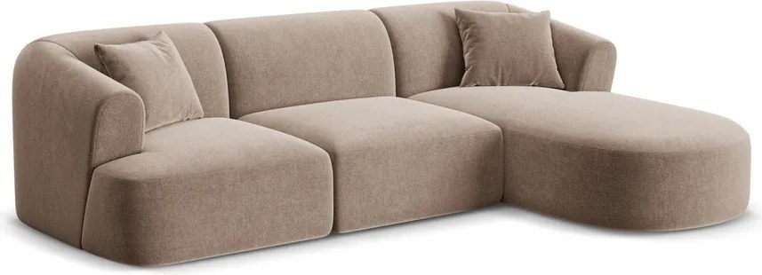 Svetlohnedá zamatová rohová pohovka (pravý roh/s leňoškou) Campi – Cosmopolitan Design