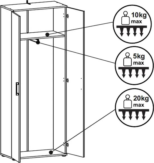 Šatníková skriňa s výsuvnou tyčou Nitro, dub Sonoma