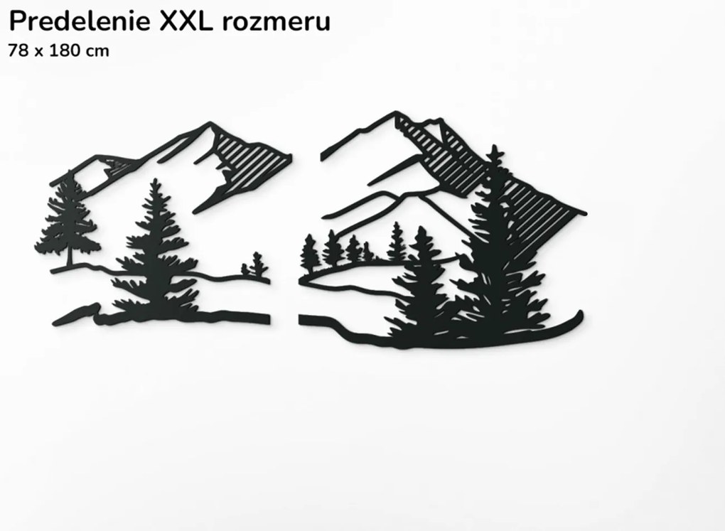 drevko Vyrezávaný obraz Hory a les Rozmer obrazu: 19,5 x 44,5 cm, Farba dekorácie: Čierna