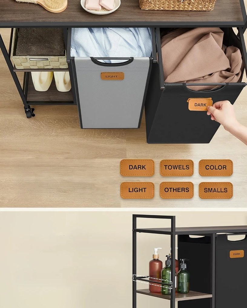 Koš na prádlo Vasagle Asas 100 l černý/šedý/hnědý