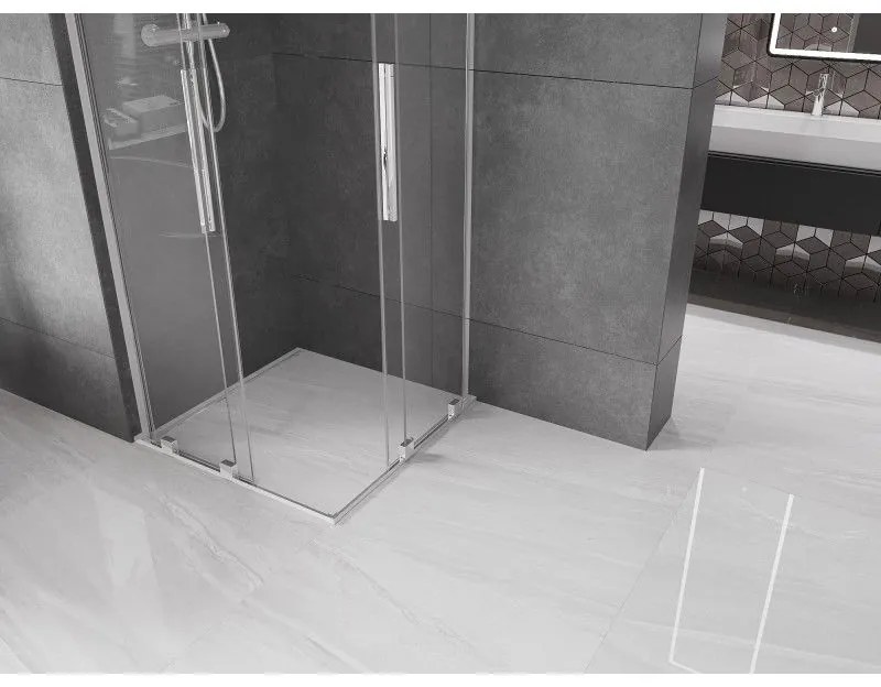 Mexen Velar L Duo, sprchový kút s posuvnými dverami 80 x 80 cm, 8mm číre sklo, chrómová, 871-080-080-02-03-01