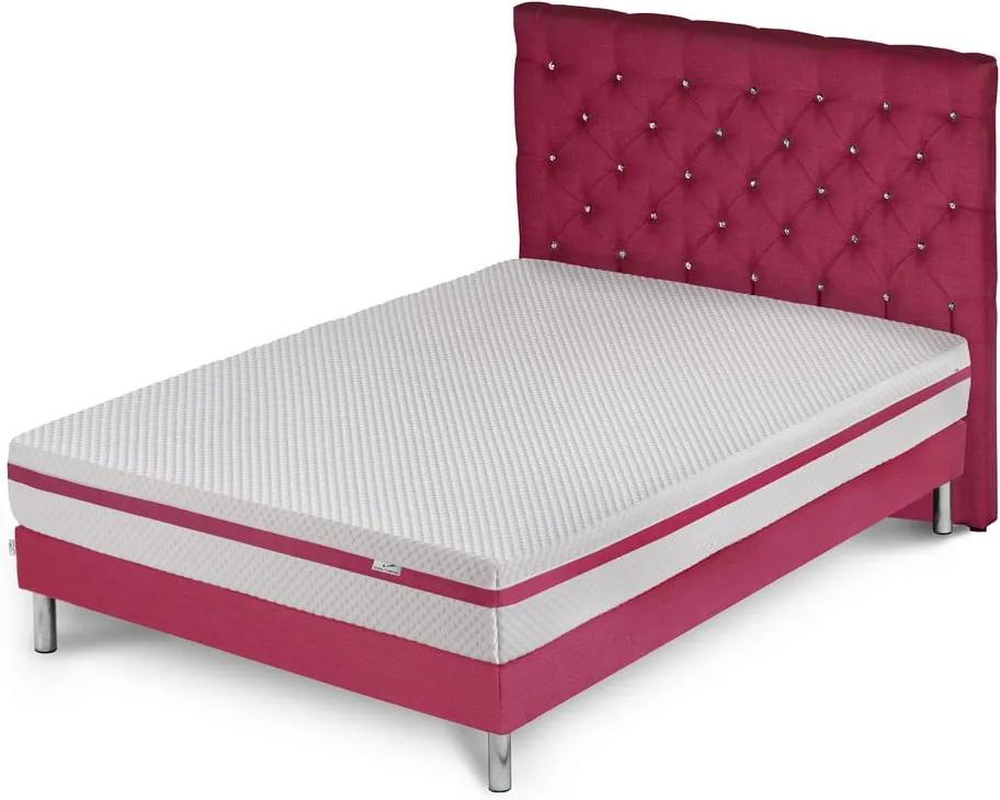 Ružová posteľ s matracom Stella Cadente Pluton Forme, 190 × 200 cm