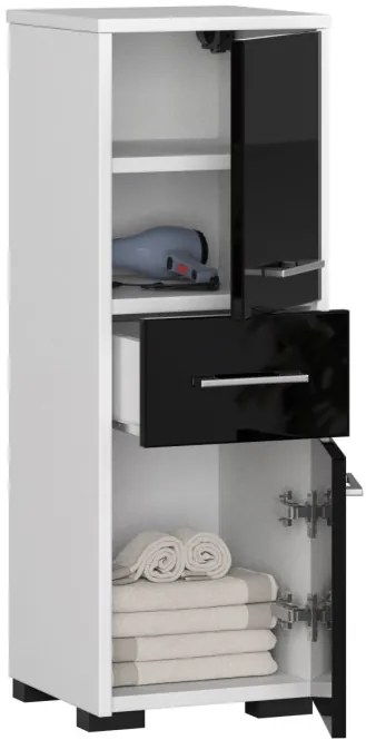 Kúpeľňová skrinka FIN 30 2D 1SZ 85 cm čierna, lesk