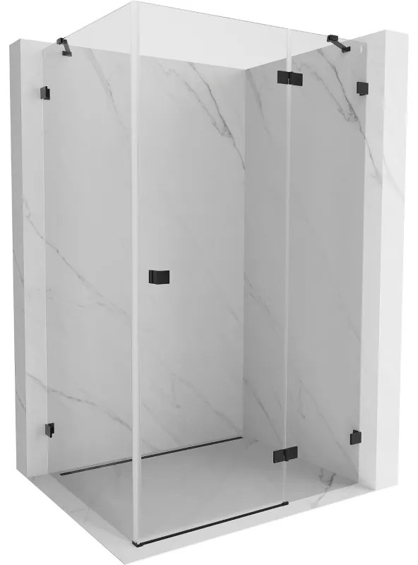 Mexen Lunar, pravostranný výklopný sprchový kút 95 x 80 cm, 8mm číre sklo, čierny profil, 834-095-080-70-00-P