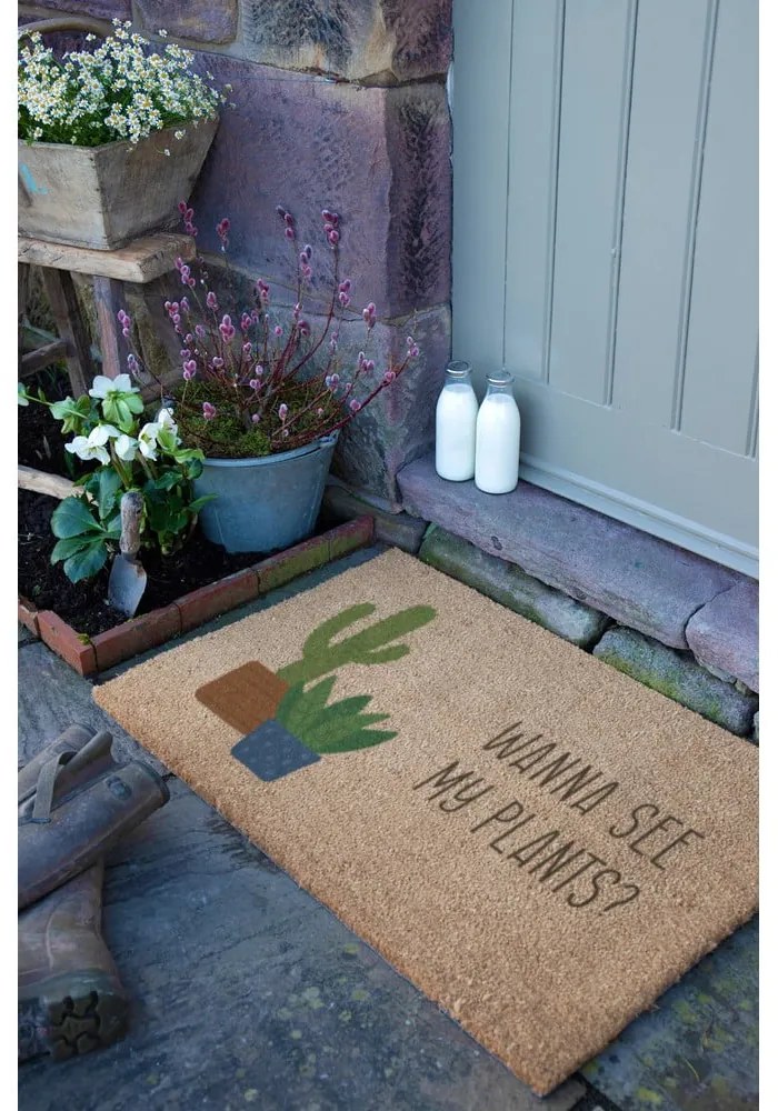 Rohožka z kokosového vlákna 40x60 cm Wanna See My Plants – Artsy Doormats
