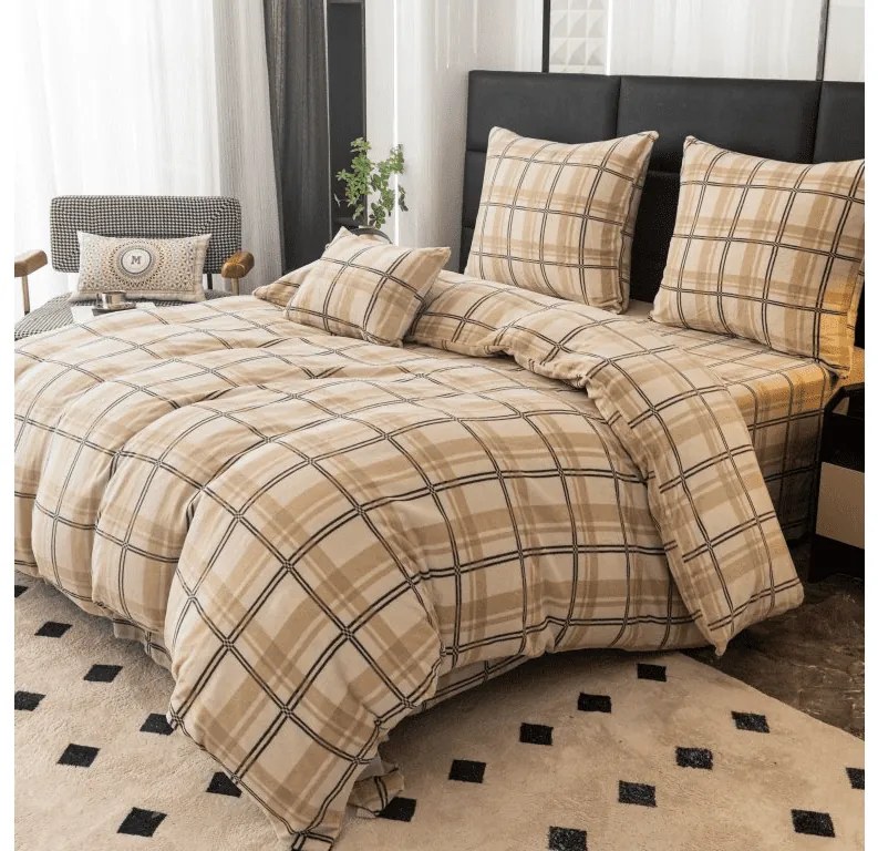 Obliečky mikroplyš PLAID krémové Rozmer obliečky: 2 ks 70 x 90 cm | 200 x 220 cm