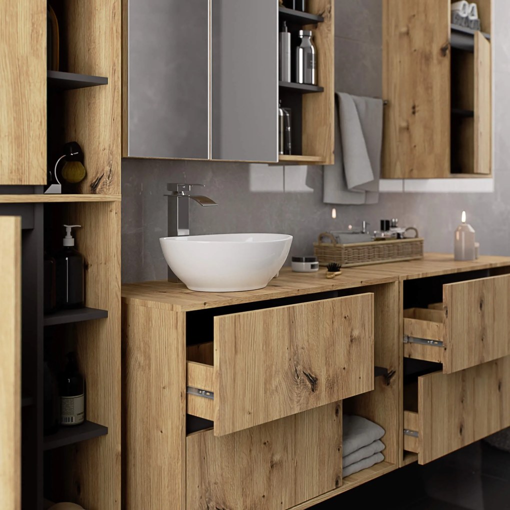 Závesná kúpeľňová skrinka so zrkadlom VAMI 90 cm - výber z 5 prevedení