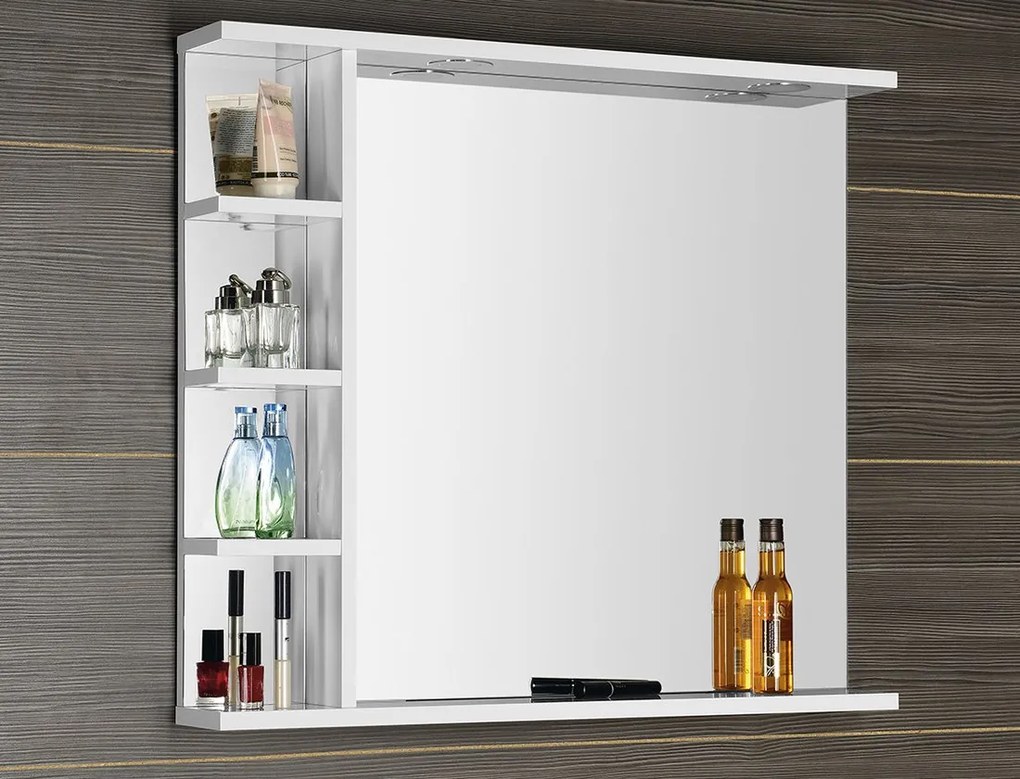 Aqualine Aqualine, KORIN STRIP zrkadlo s LED osvetlením a poličkami 70x70x12cm, KO360S