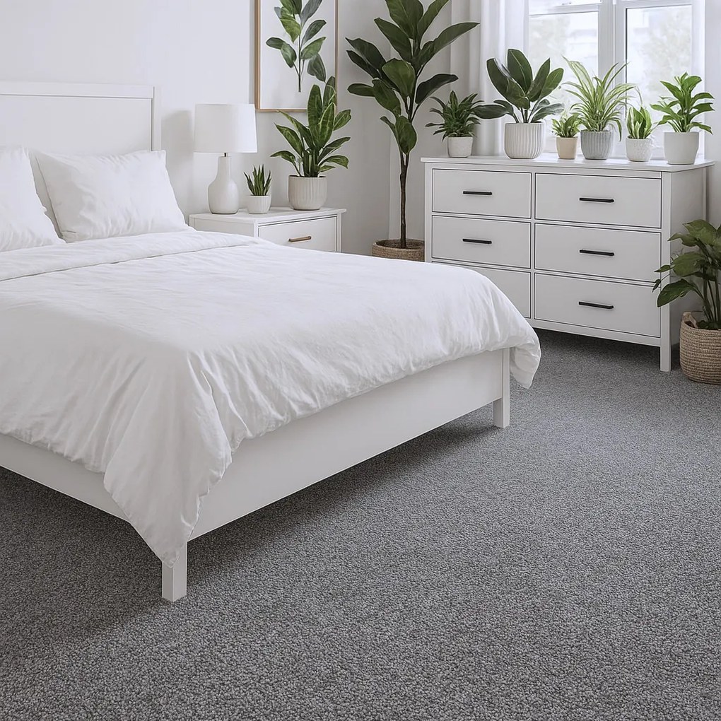 Metrážny koberec Feliz 096, na mieru, šíře 4m, šedá, filc, detská izba, ITC