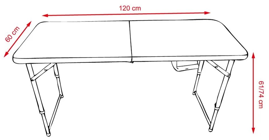 Skladací cateringový/campingový stôl FRANKE staviteľná výška