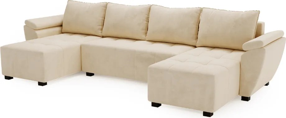 AKCIA Rozkladacia sedacia súprava do U LIVARO 305x140 cm, krémová II. akosť