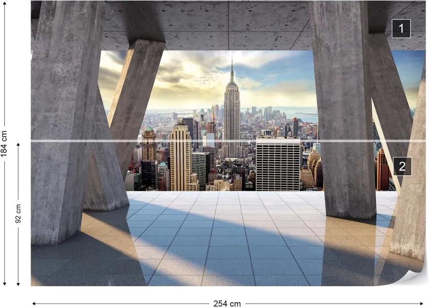GLIX Fototapeta - New York City Skyline 3D Modern View Concrete Vliesová tapeta  - 254x184 cm