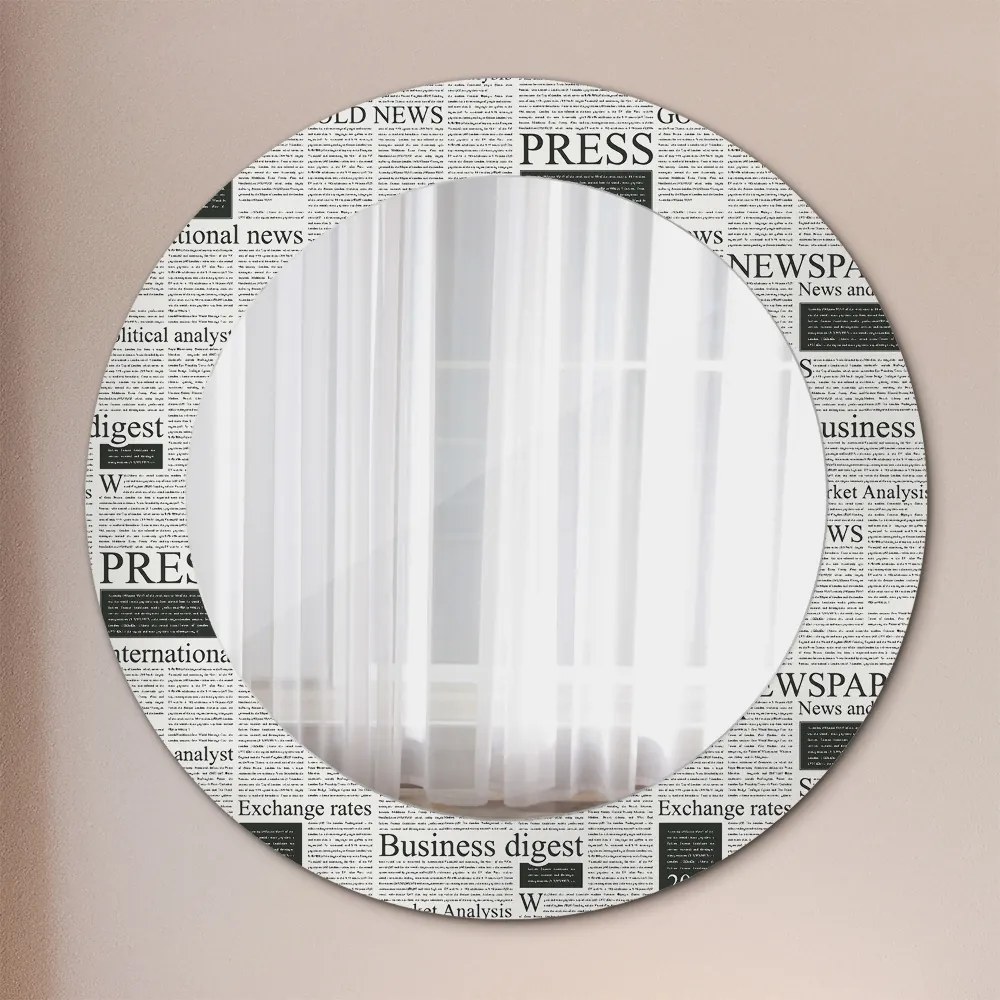 Okrúhle ozdobné zrkadlo na stenu Vzor z novín fi 60 cm
