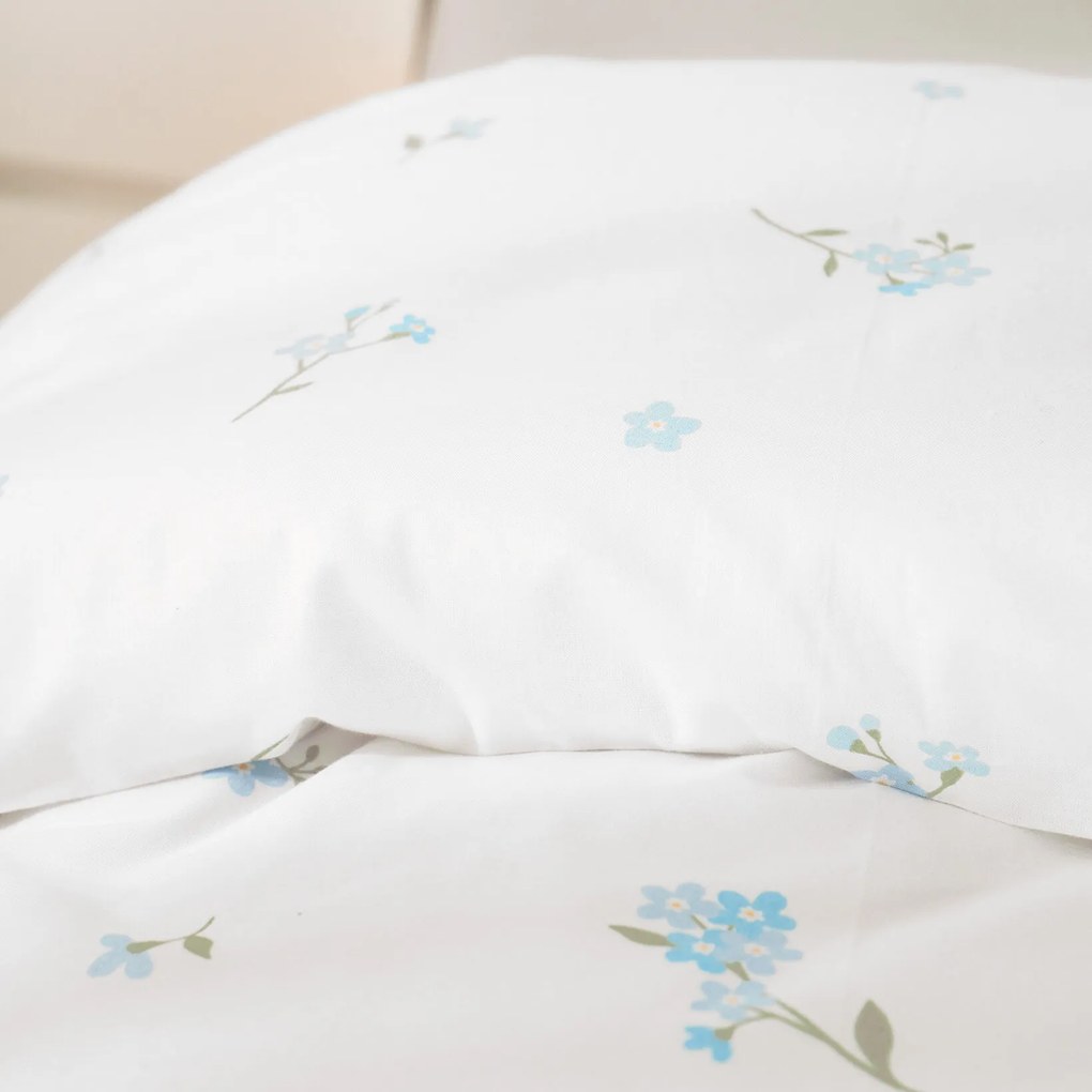 Goldea bavlnené posteľné obliečky - nezábudky 220 x 200 a 2ks 70 x 90 cm