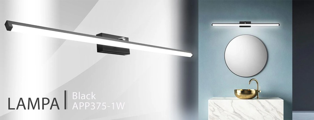 Toolight Rea - Toolight, LED kúpeľňové svietidlo nad zrkadlo 20W 100CM APP375-1W, čierna, OSW-05005