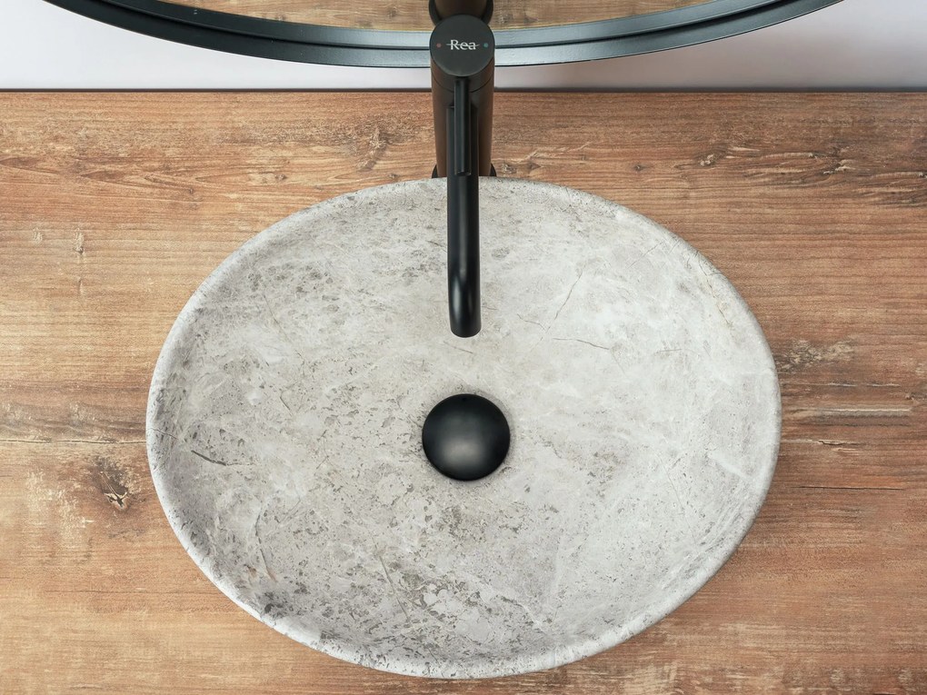 Keramické umývadlo na dosku REA SOFIA STONE sivé mramor