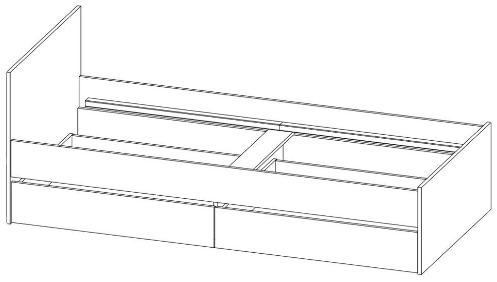 Jednolôžková posteľ s roštom a úložným priestorom Boran 90 - dub artisan / sivá