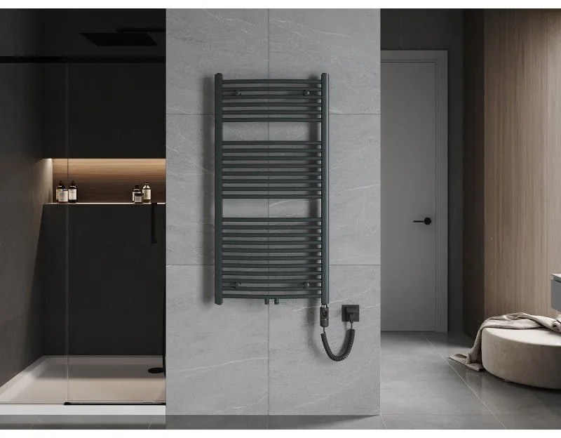 Mexen Ares, elektrické vykurovacie teleso 1200x600 mm + vykurovacia tyč 600 W, antracitová, W102-1200-600-2600-66