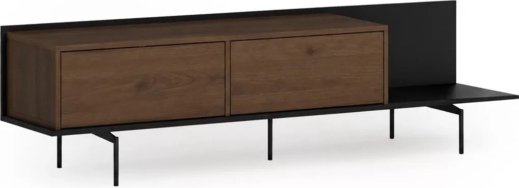 TV skrinka Zenar 200 cm na kovových nohách - orech elegant / čierna