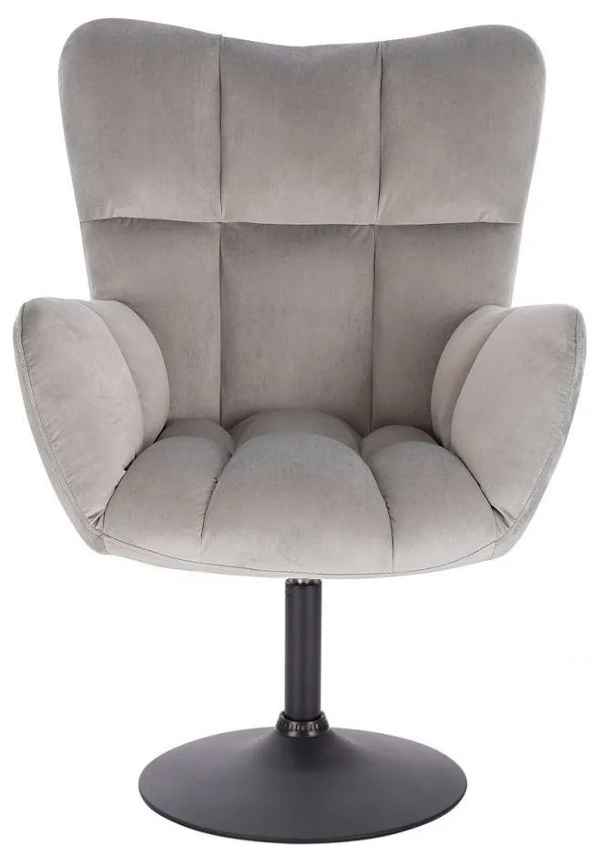 LuxuryForm DESIGN Otočné kreslo AURORA VELUR na čiernom tanieri - svetlosivé