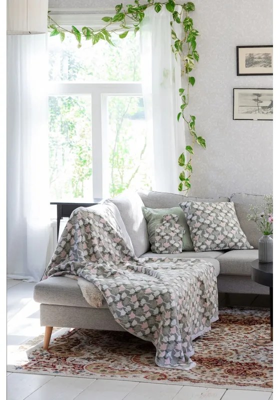 Obliečka na vankúš Tulppaani 45x45, ružovo-olivová