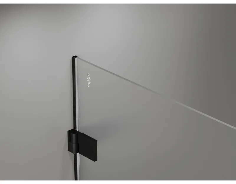 Mexen Lunar-B, výklopný sprchový kút ľavý 100 x 80 cm, 8mm číre sklo, čierny profil, 832-100-080-70-00-L