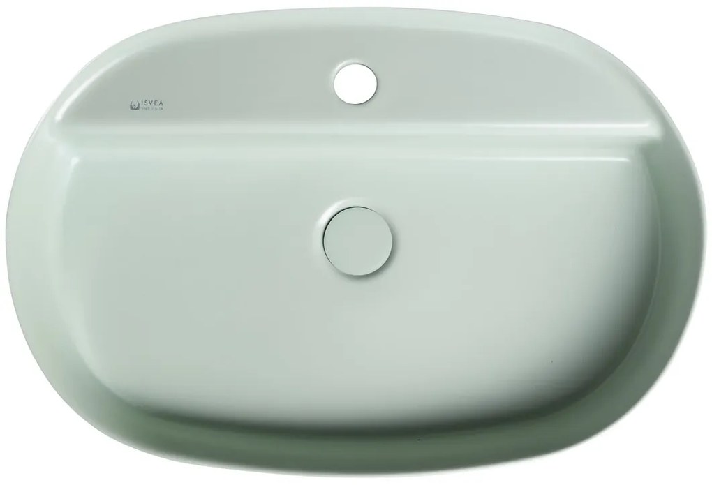 Isvea Isvea, INFINITY OVAL keramické umývadlo na dosku, 60x40 cm, matná zelena Mint, 10NF65060-2T