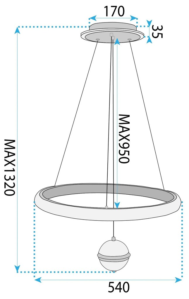 Toolight Toolight, stropné svietidlo 50cm, 80W, 4000K, 5000lm, G142-CP, zlatá, OSW-02612