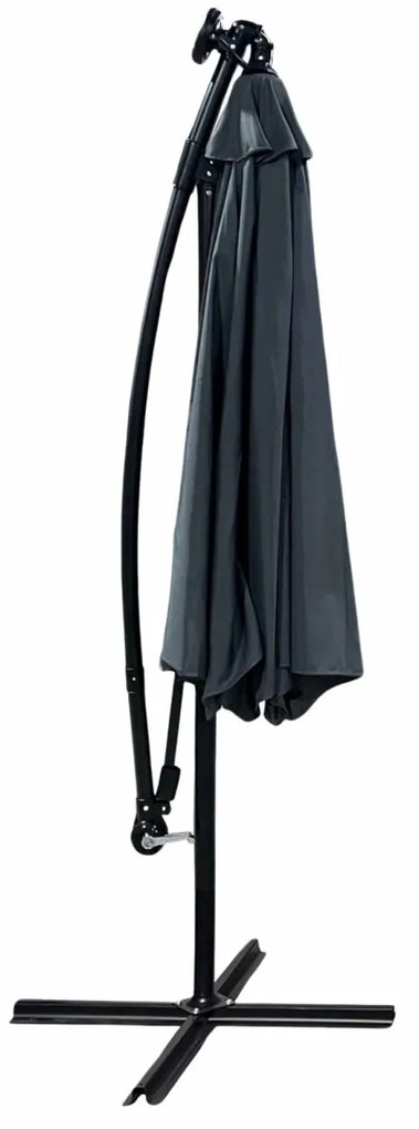 Záhradný slnečník MILIN s LED osvetlením 300 cm tmavošedý