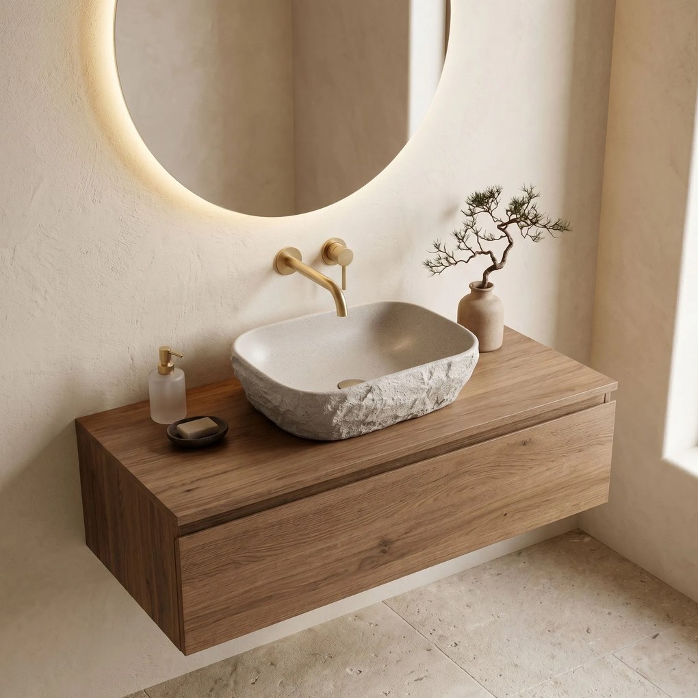 Rea Bianka, umývadlo na dosku 460x330x130 mm, imitácia kameňa, REA-U0628