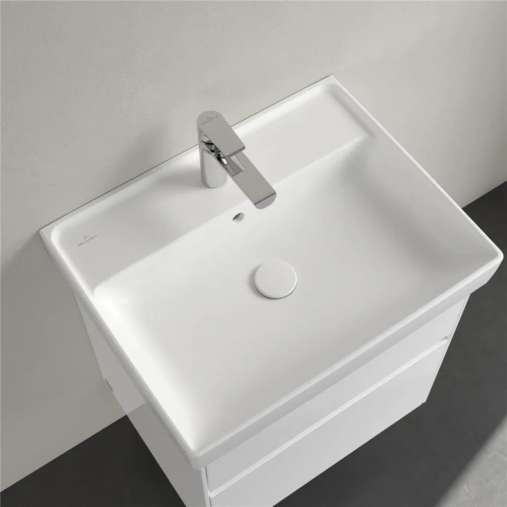 VILLEROY & BOCH Collaro závesné umývadlo s otvorom, s prepadom, 600 x 470 mm, Stone White, s povrchom CeramicPlus, 4A3360RW