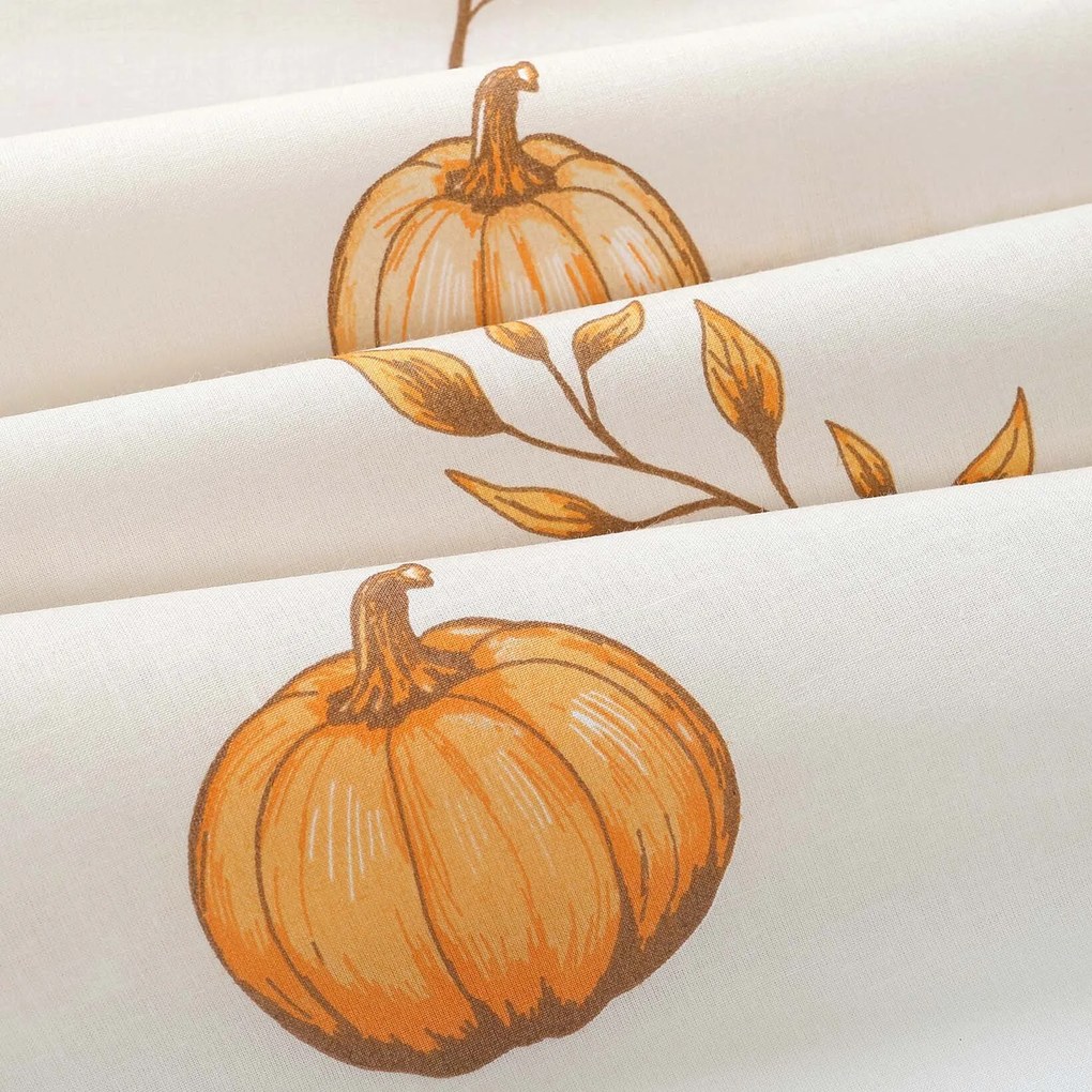 Goldea behúň na stôl 100% bavlnené plátno - jesenné tekvice a lístky 50x140 cm