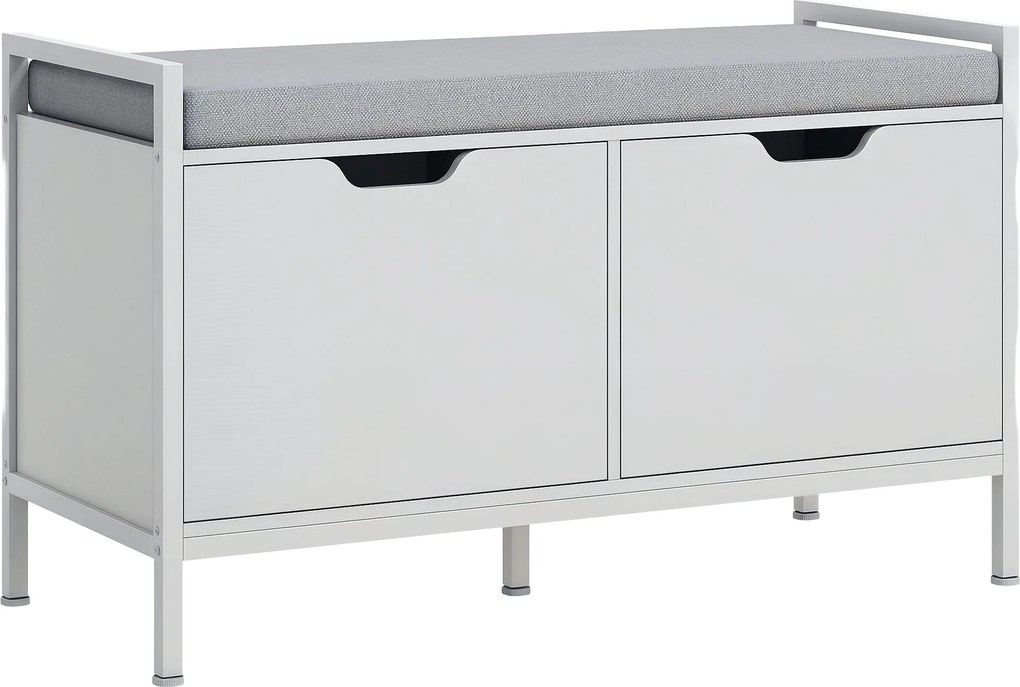 HOMCOM Stolička na topánky Šatníková skrinka so snímateľným vankúšom pre 4 páry topánok 84x35x50 cm Biely | Aosom