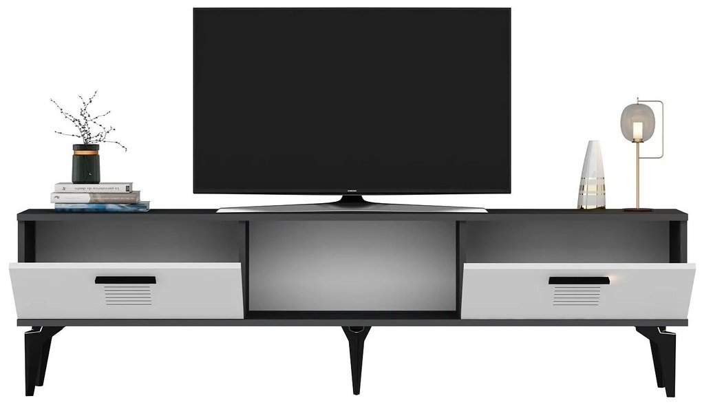 TV stolík/skrinka Vipapo 11 (antracit + biela) . Akcia -22%. Vlastná spoľahlivá doprava až k Vám domov. 1095219