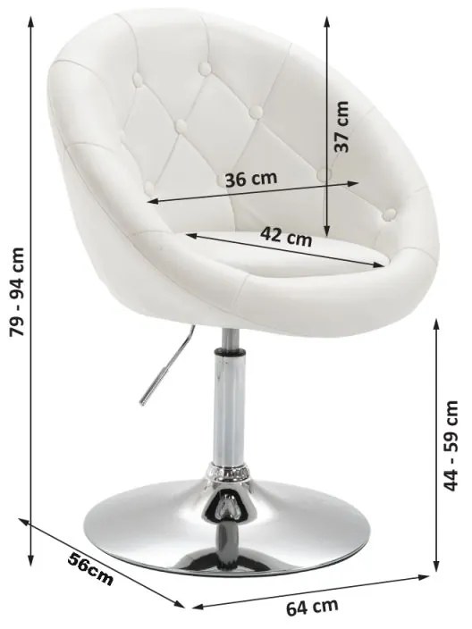 Kondela Otočné kreslo, GULEN, biela ekokoža-chróm