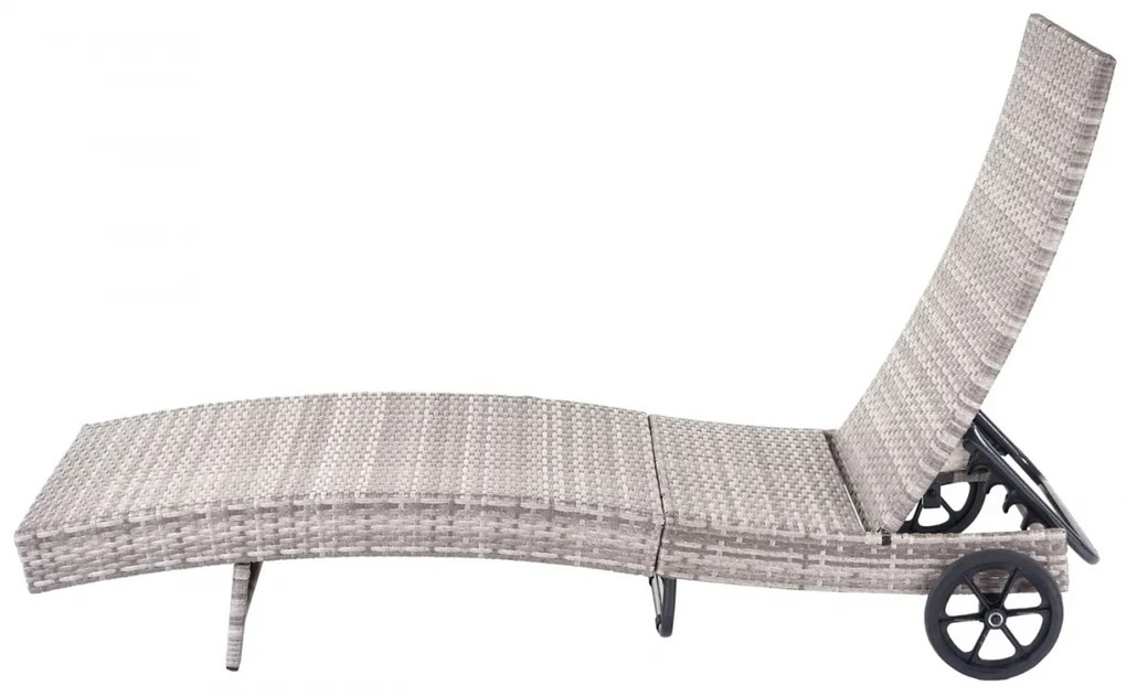 Lehátko HWC-D80, polyratan - sivá, vankúše tmavo šedé