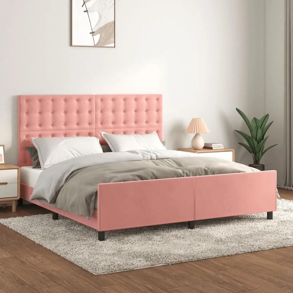 Rám postele s čelom ružový 180x200 cm zamat 3126018
