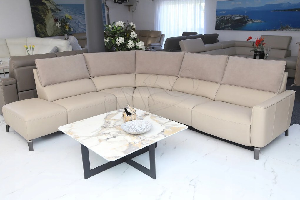 žiadna značka Moderný rohový gauč ALESSIA - prírodná koža + Relax