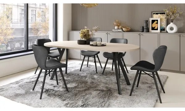 Rozkladací jedálenský stôl ARTUR béžový/čierny