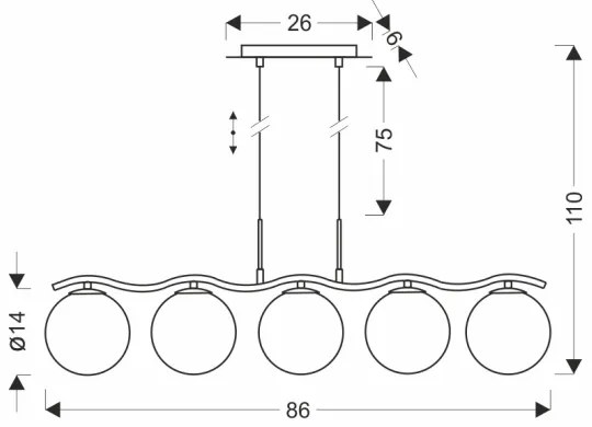 Závesný luster na lanku LUMOS 5xG9/20W/230V dymovo-čierny