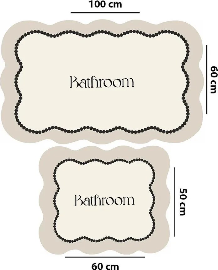 Krémové kúpeľňové predložky v súprave 2 ks 60x100 cm Bounde – Foutastic