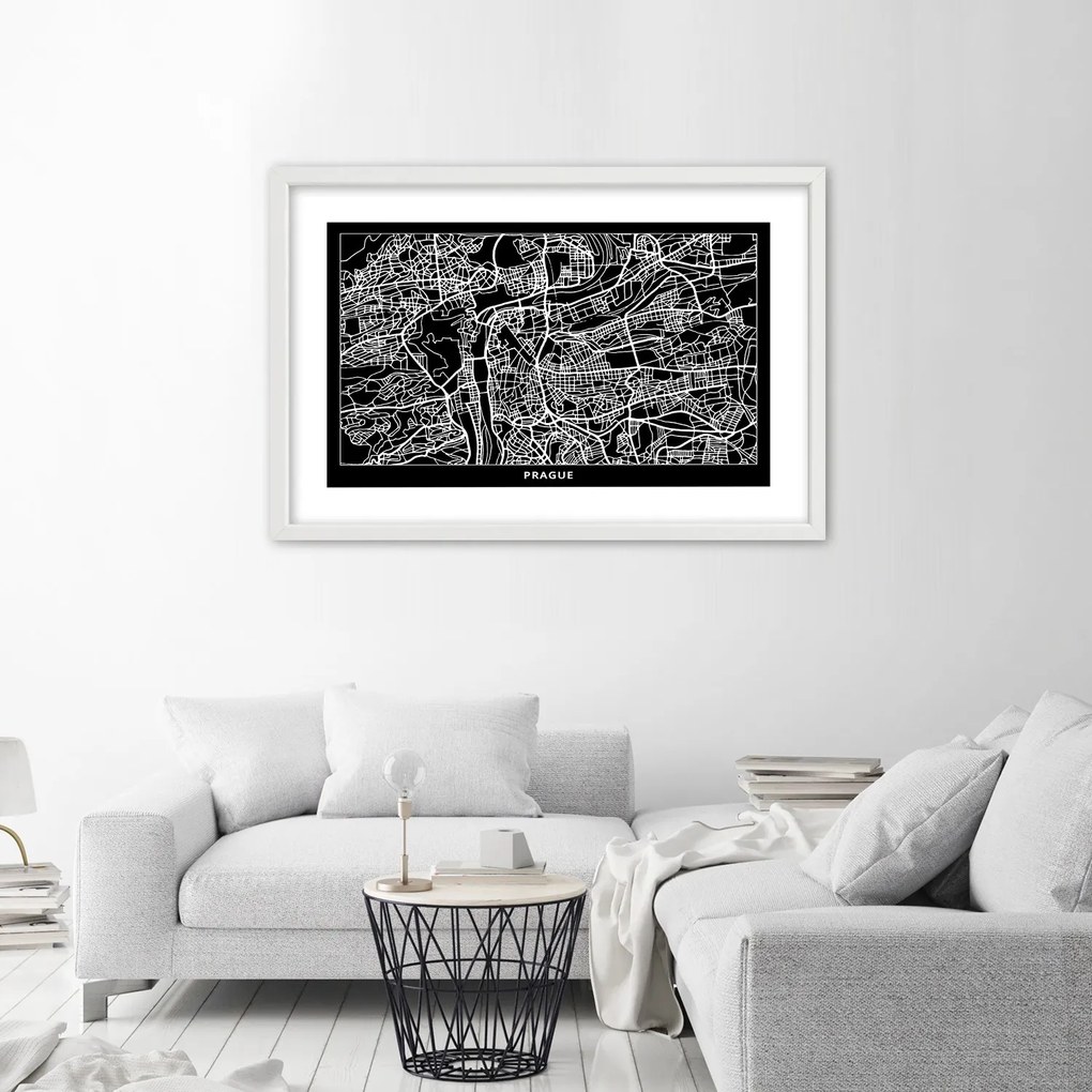 Gario Plagát City plan Prague Farba rámu: Bez rámu, Rozmery: 90 x 60 cm